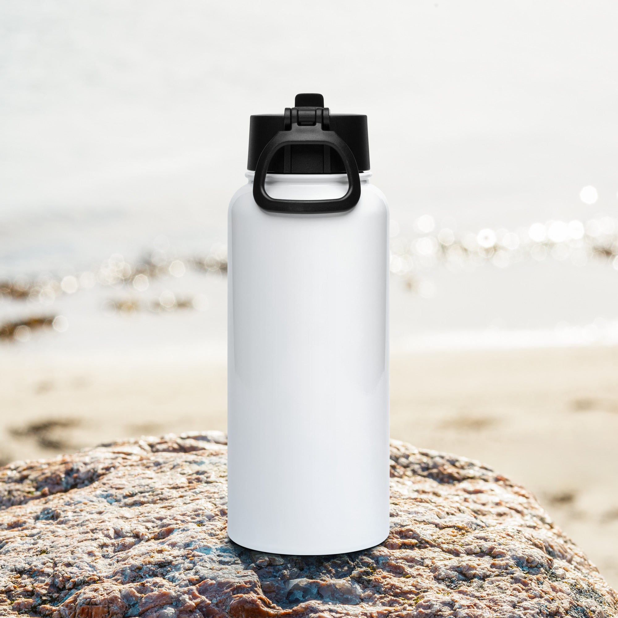 Feel Every Drop premium stainless steel water bottle with straw lid, featuring graffiti design.