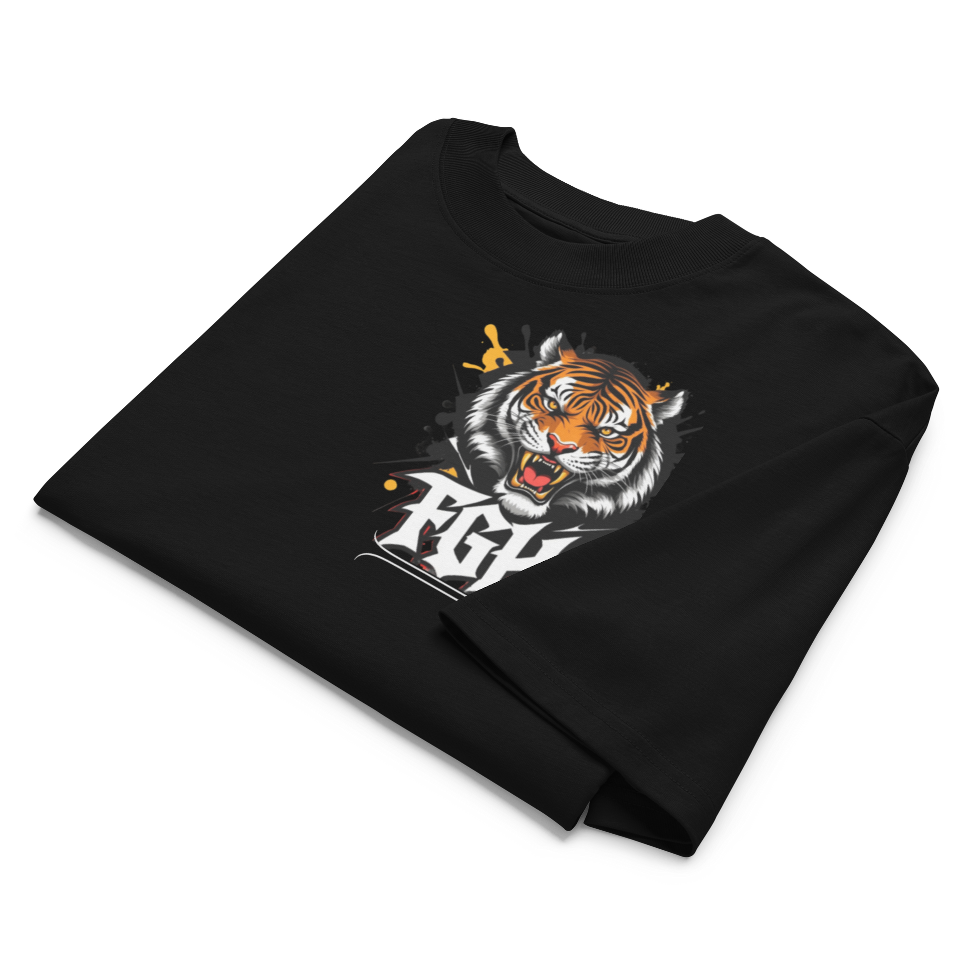 "Tiger Grind Fierce Tiger Frontprint - Power und Focus Design auf Bio Baumwoll T-Shirt"
