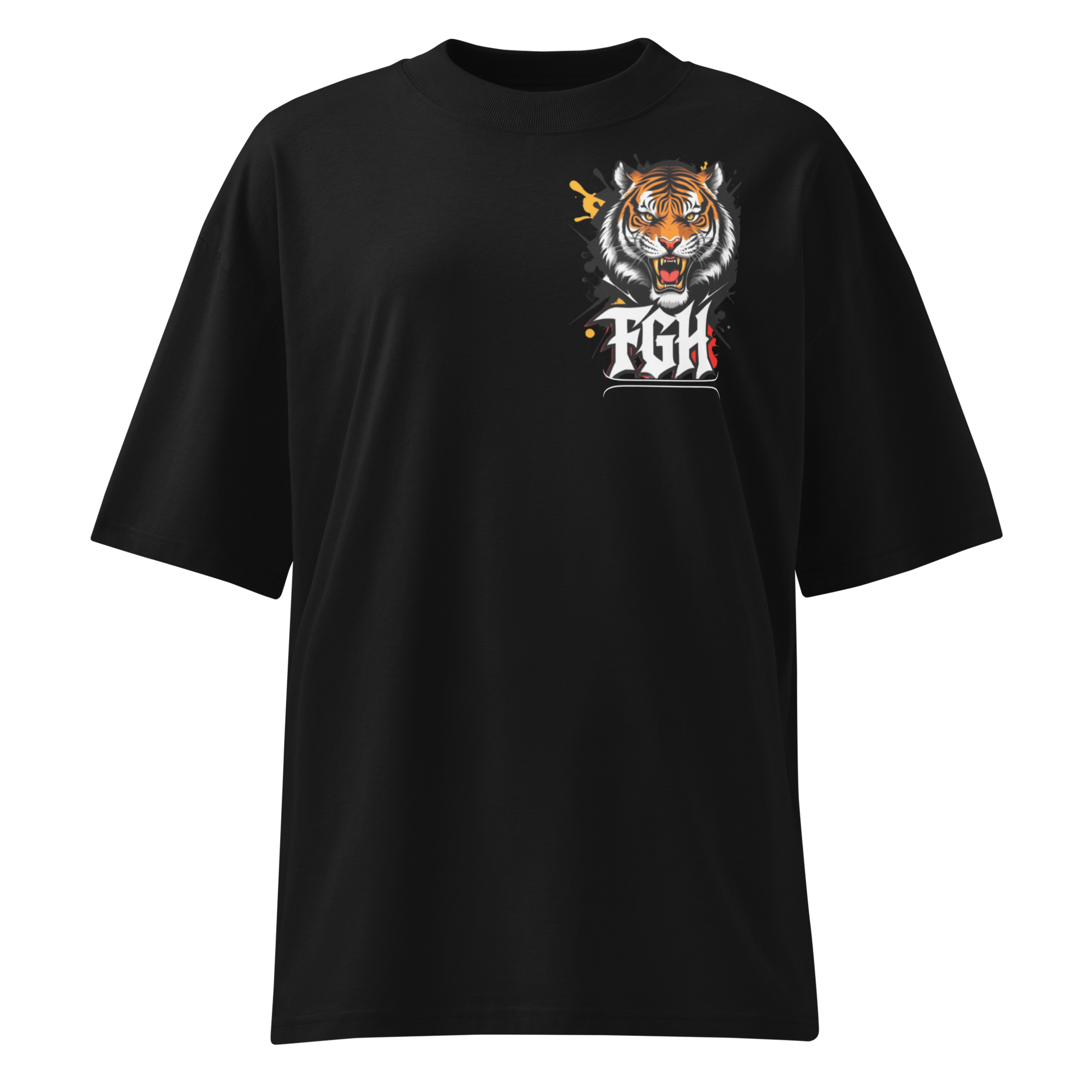 "Tiger Grind Fierce Tiger Frontprint - Power und Focus Design auf Bio Baumwoll T-Shirt"