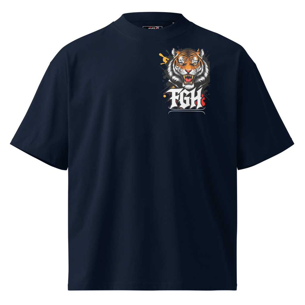 "Tiger Grind Fierce Tiger Frontprint - Power und Focus Design auf Bio Baumwoll T-Shirt"