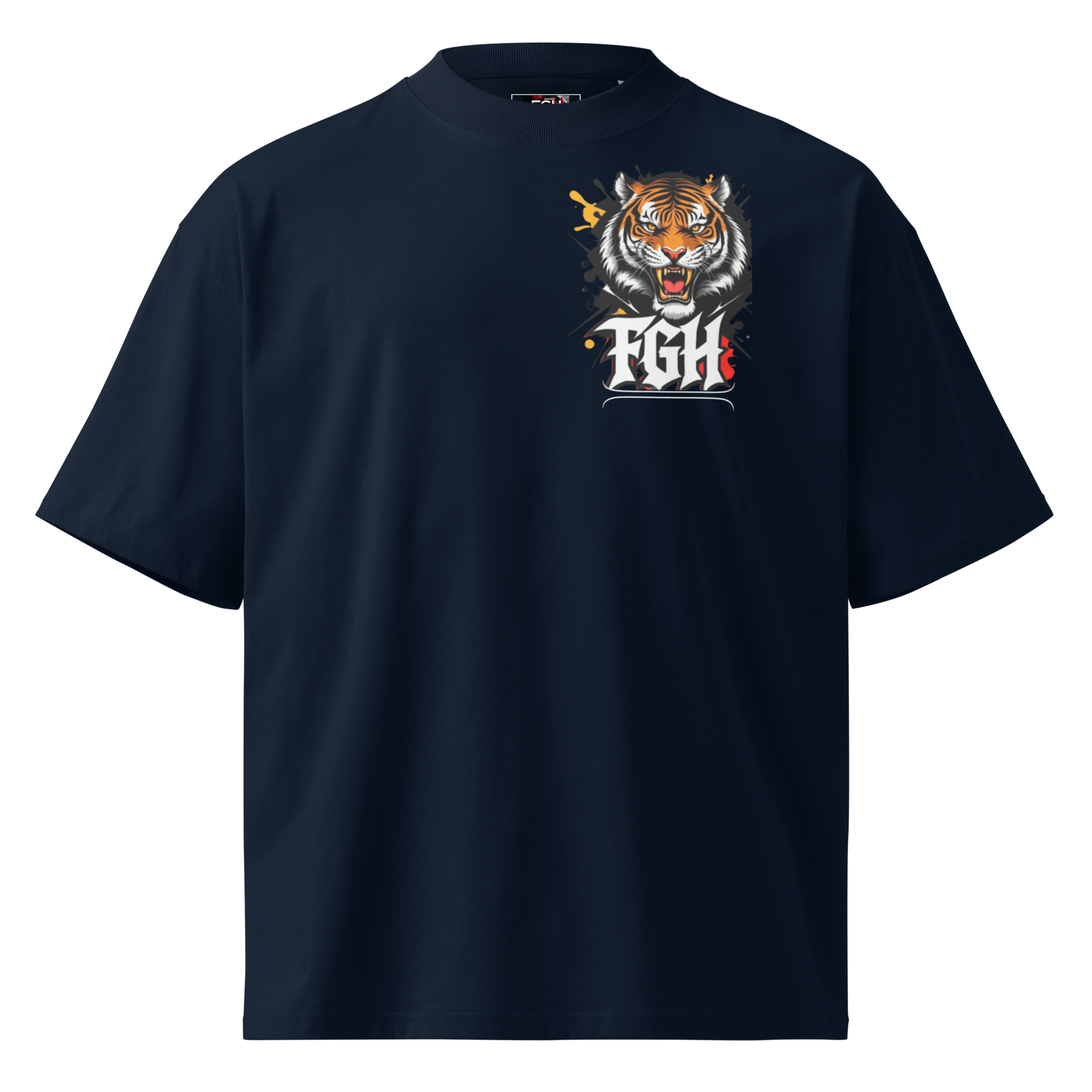 "Tiger Grind Fierce Tiger Frontprint - Power und Focus Design auf Bio Baumwoll T-Shirt"