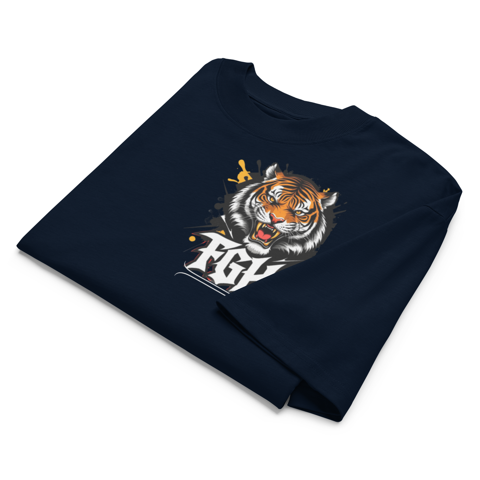 "Tiger Grind Fierce Tiger Frontprint - Power und Focus Design auf Bio Baumwoll T-Shirt"