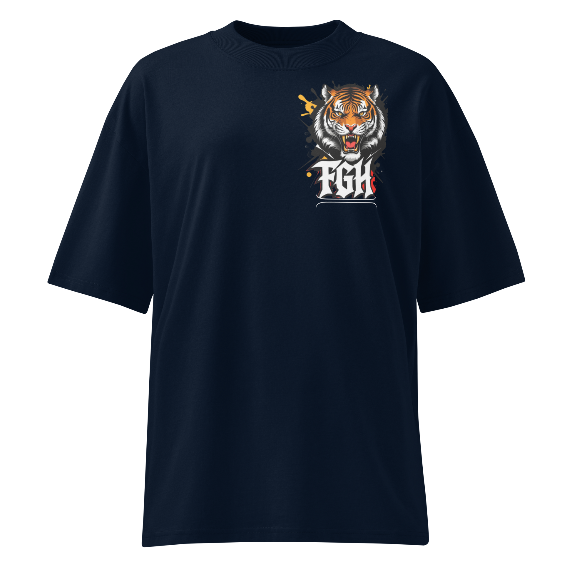 "Tiger Grind Fierce Tiger Frontprint - Power und Focus Design auf Bio Baumwoll T-Shirt"