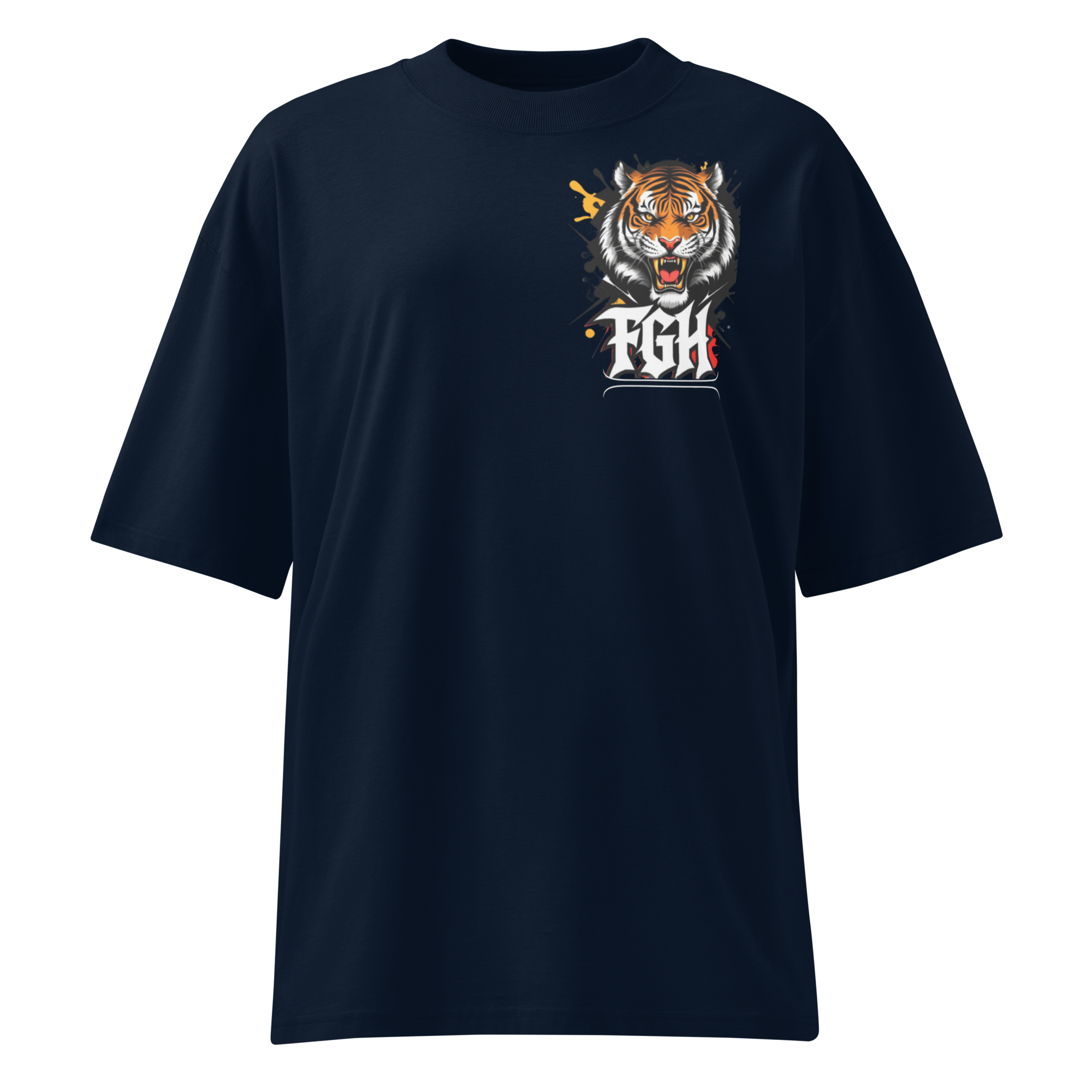 "Tiger Grind Fierce Tiger Frontprint - Power und Focus Design auf Bio Baumwoll T-Shirt"