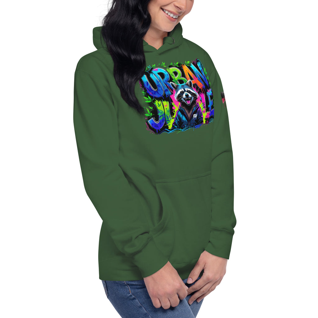 Urban Jungle Graffiti Hoodie featuring bold graffiti design, premium streetwear for bold hustlers.
