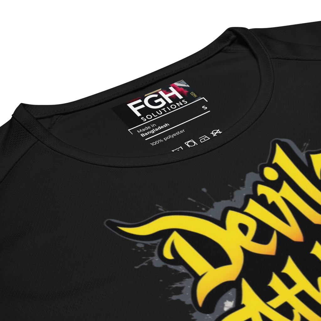 Folded Devilz Athletics 666 jersey – black mesh unisex shirt with urban gymwear design and bold graphics