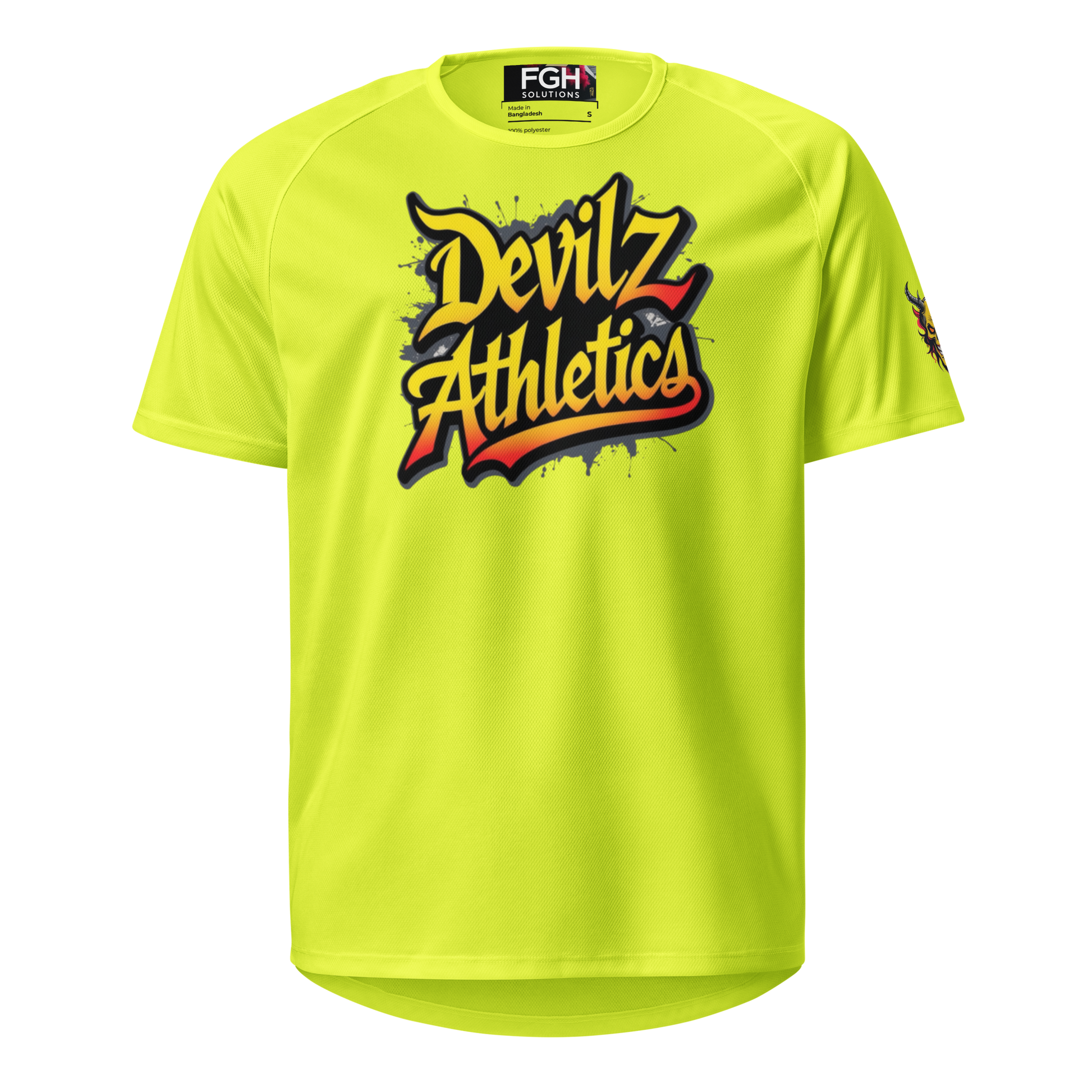 Devilz Athletics 666 Unisex Mesh Sports Jersey in black with red-orange graffiti logo – breathable gym shirt for bodybuilding and streetwear
