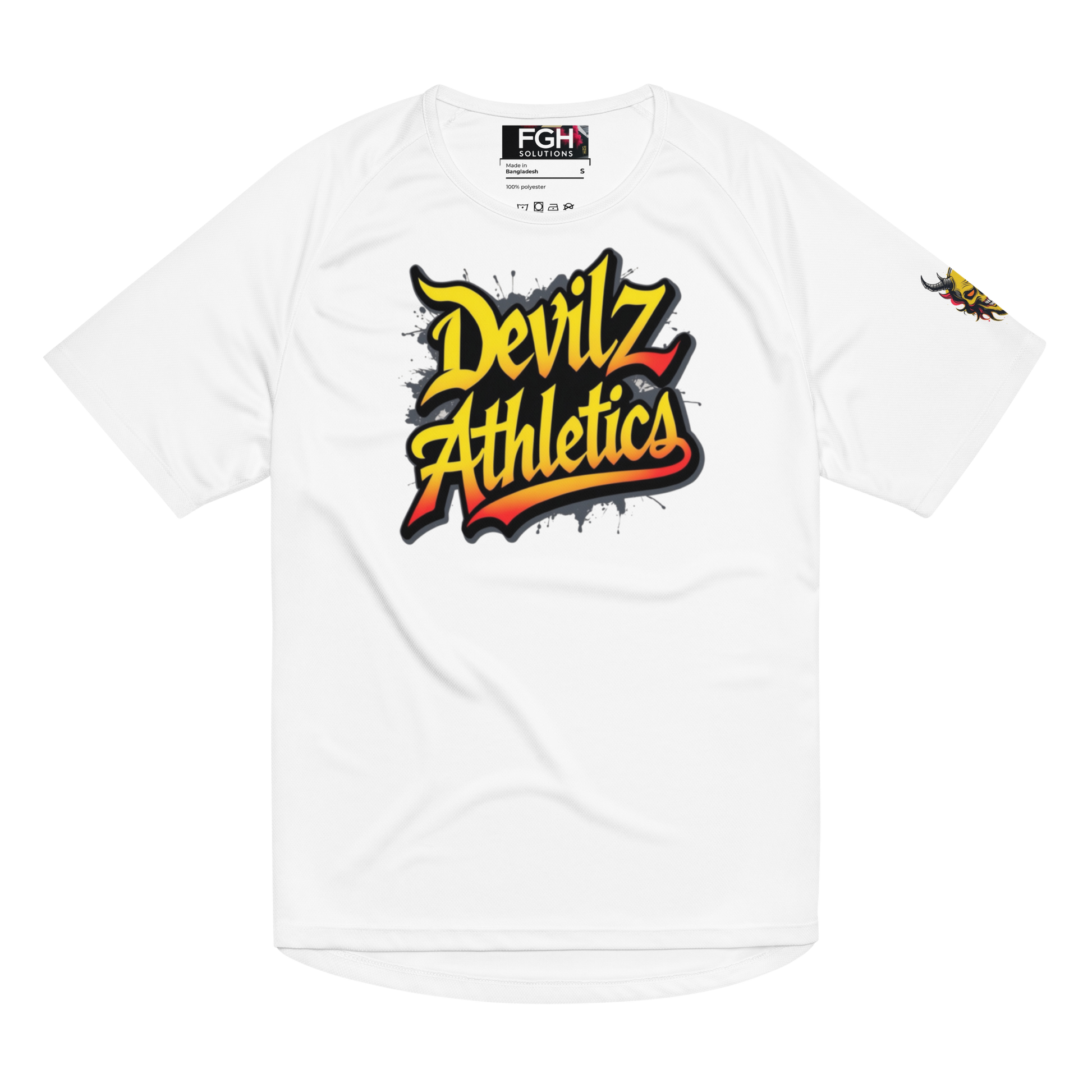 Devilz Athletics 666 Unisex Mesh Sports Jersey in black with red-orange graffiti logo – breathable gym shirt for bodybuilding and streetwear