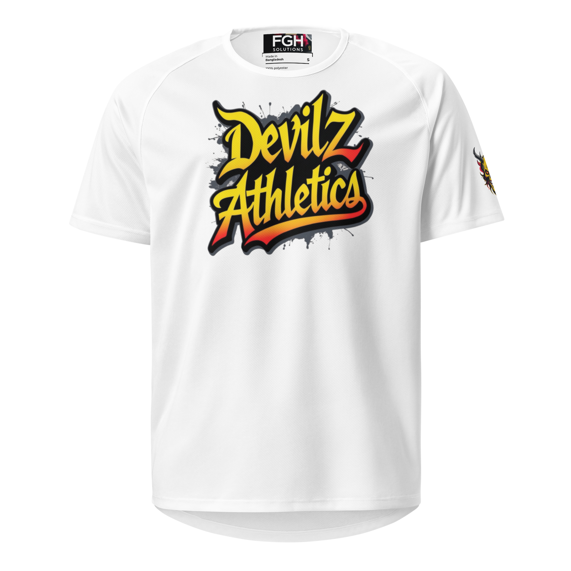Devilz Athletics 666 Unisex Mesh Sports Jersey in black with red-orange graffiti logo – breathable gym shirt for bodybuilding and streetwear